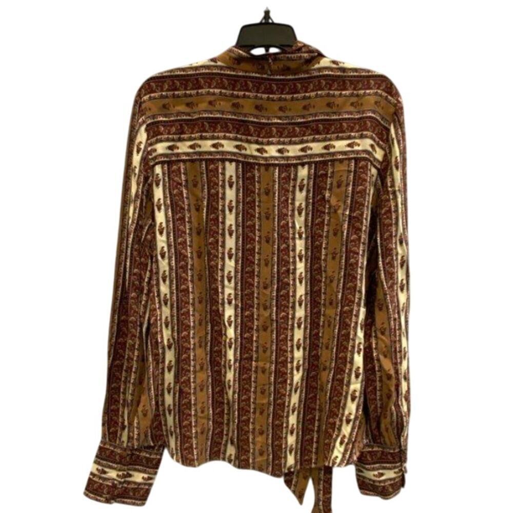 Veronica‎ Beard Kamila Stripe Boho Blouse Size 10 - 1 Button Missing - Picture 3 of 5